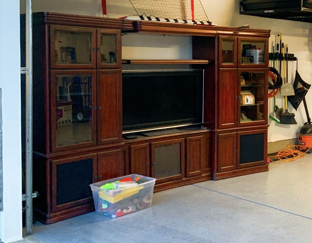 Solid Wood, Cherry Adjustable Entertainment Center