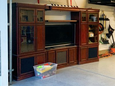 Solid Wood, Cherry Adjustable Entertainment Center