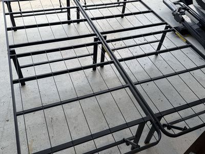 Black Metal Bed Frame, Queen Size, Folding Platform Design