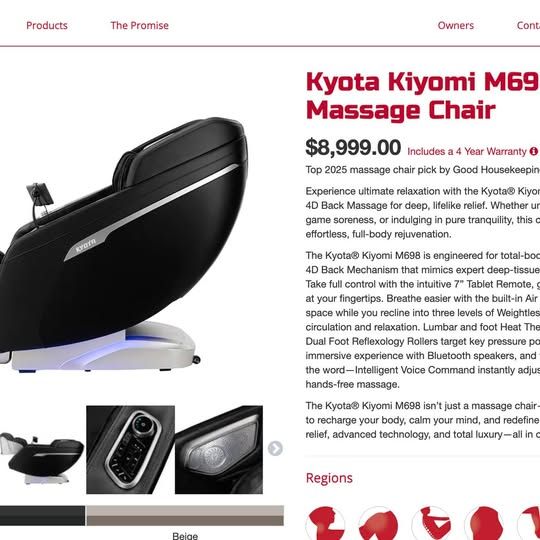 Kyota Kiyomi M698 4D Massage Chair