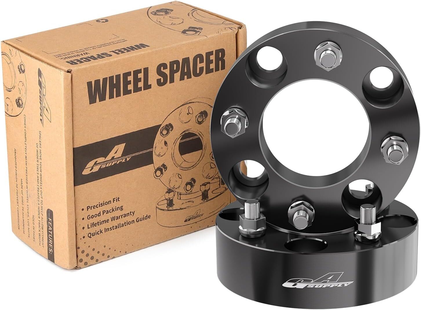 CFMOTO, Segway, Yamaha 1.5" 38mm Wheel Spacer Adapters Black 74mm Hub Bore with 12×1.25 Studs, 2 Pack