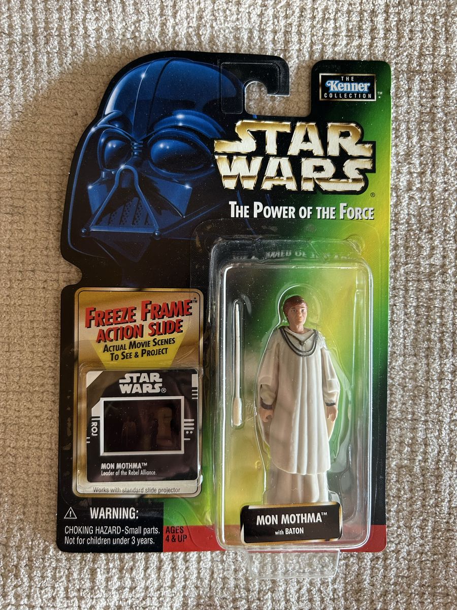 90’s Vintage Kenner Star Wars Power of the Force Mon Mothma Action Figure with Baton “Freeze Frame Slide”