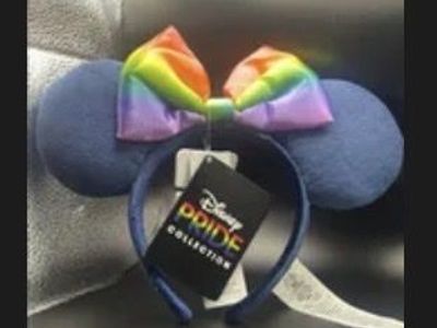 Disney Parks Pride Collection Rainbow Denim Minnie Mouse Ears Headband