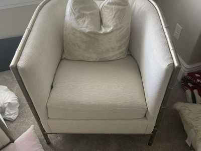 Elegant Gold Bamboo Frame Armchair - Cream Upholstery Accent Chair