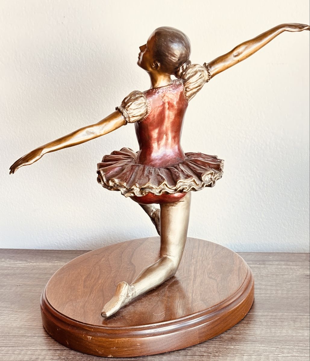 Jennifer - Ballerina Statue on Wood Base - Beautiful Dancer Sculpture
