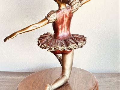 Jennifer - Ballerina Statue on Wood Base - Beautiful Dancer Sculpture