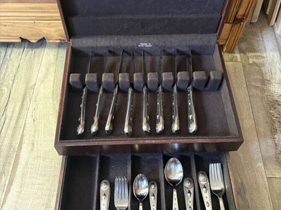 Beautiful Stainless Steel Silverware Set with wooden box