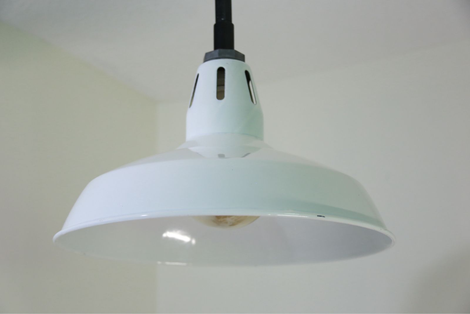 Vintage Benjamin 16” Industrial Porcelain Pendant Lights – Matching Set of 3