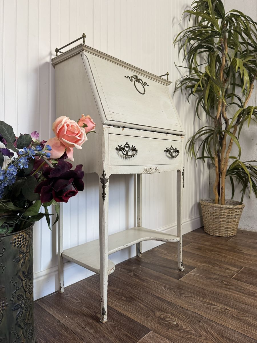 Vintage French Style Secretary Desk with Serpentine Hardware