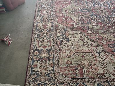 Large Area Rug - Red, Blue, & Beige Medallion Pattern, Traditional Style, 9x12 ft