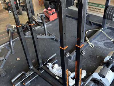 sportsroyals powerrack home gym with flyers bench barbell weights dumbbells