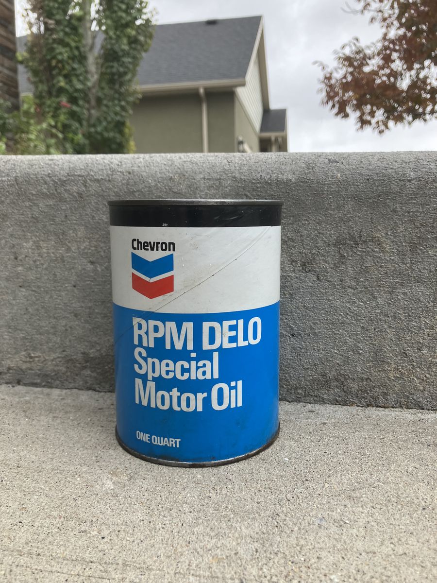 Vintage Chevron RPM DELO Special Motor Oil 1 Quart Can - Collectible Advertising