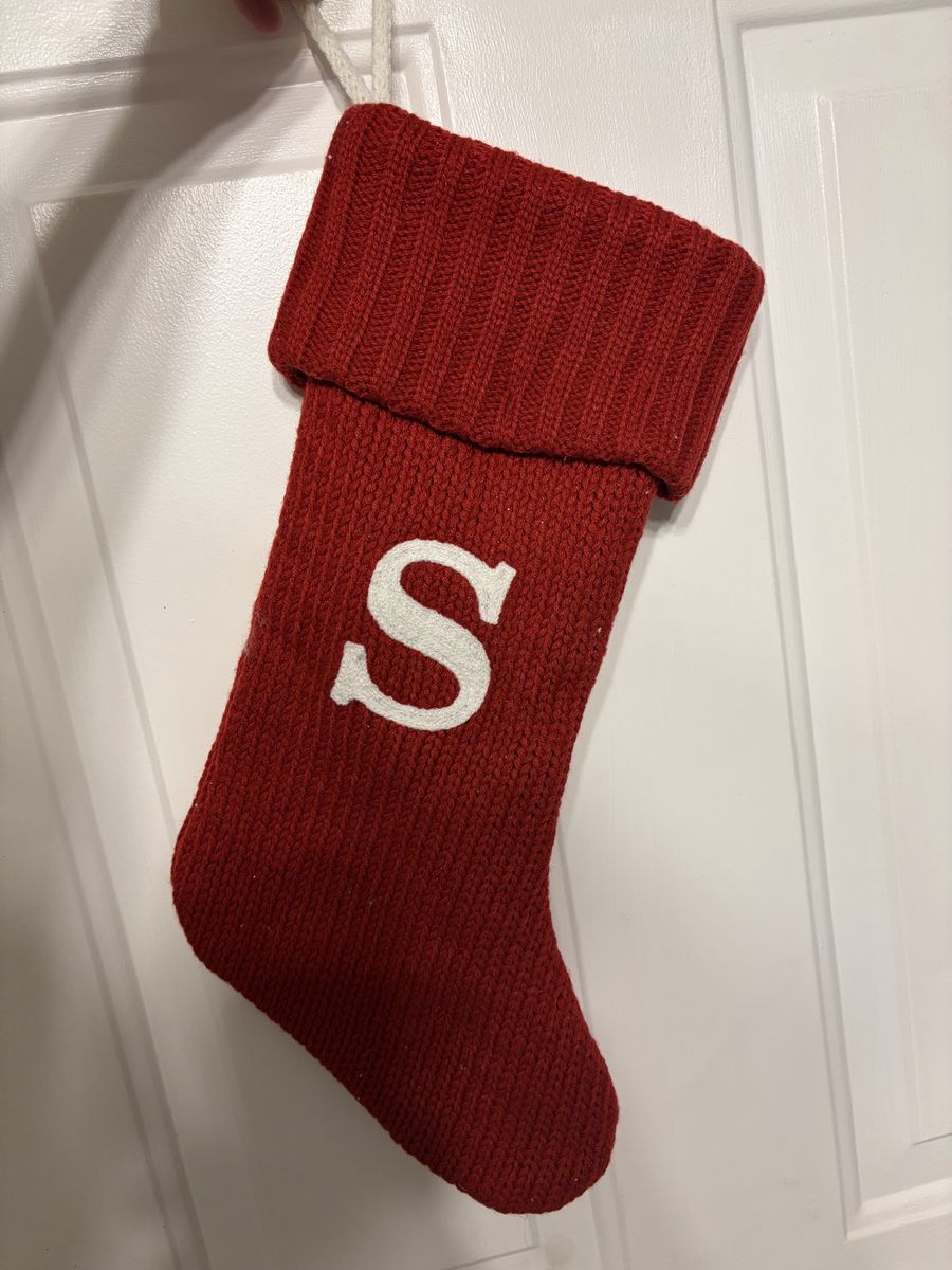 S monogrammed red sweater stocking 
