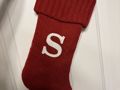 S monogrammed red sweater stocking