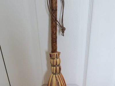 Handmade Decorative Hearth Broom with Natural Wooden Handle
