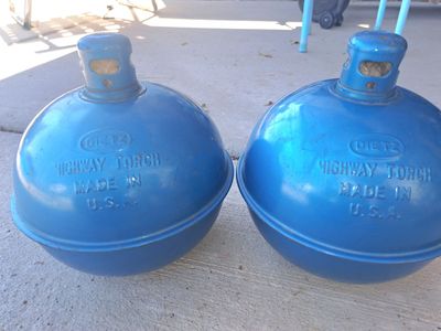 Vintage Pair of Blue Dietz Highway Torches No. 87 Smudge Pots