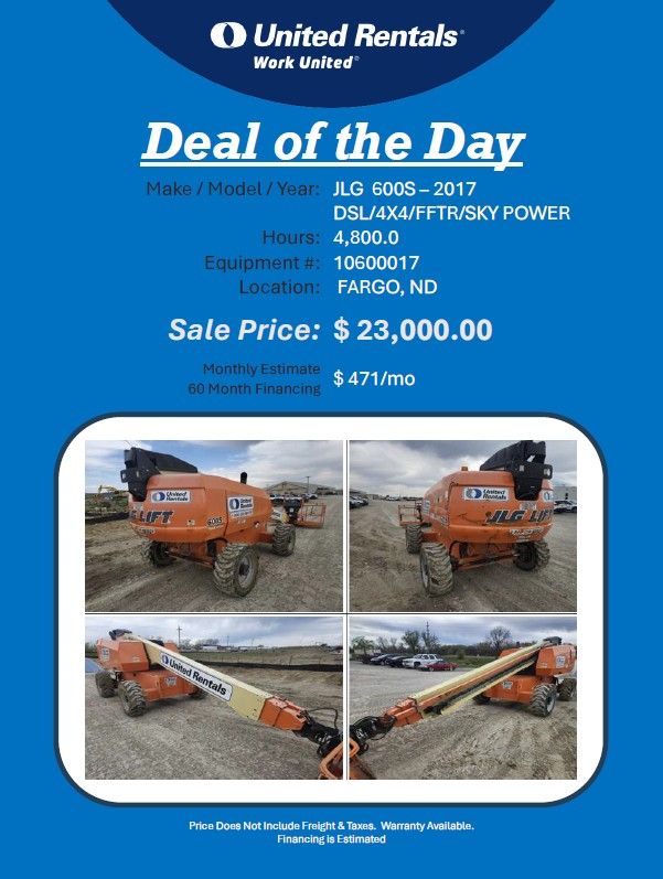 Boom JLG S600 2017 w 4800 hrs w Sky Power in Fargo ND