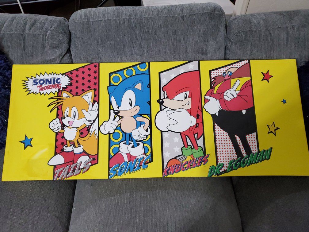 Sonic the Hedgehog & Friends Canvas Wall Art - Tails, Sonic, Knuckles, Dr. Eggman - 39.5"x15.5"