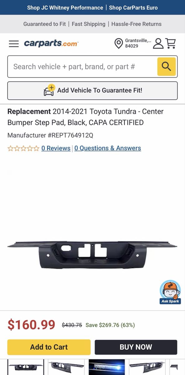 2014–2021 Toyota Tundra Center Bumper Step Pad