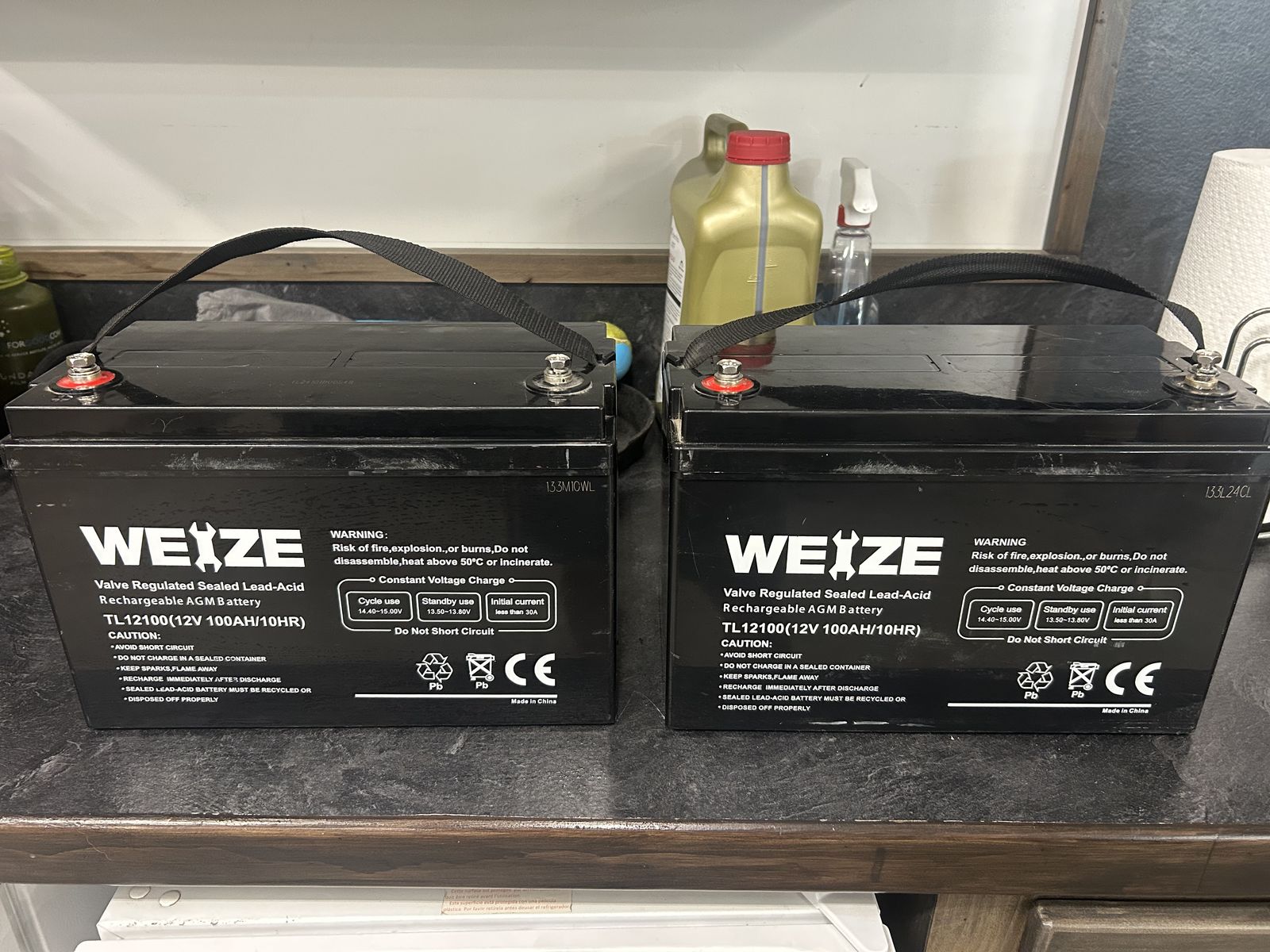 Pair of Weize 100ah AGM batteries
