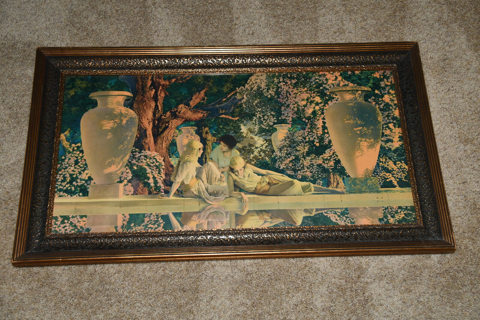 Vintage Garden Of Allah Cleopatra 1918 Framed Art Deco Maxfield Parrish