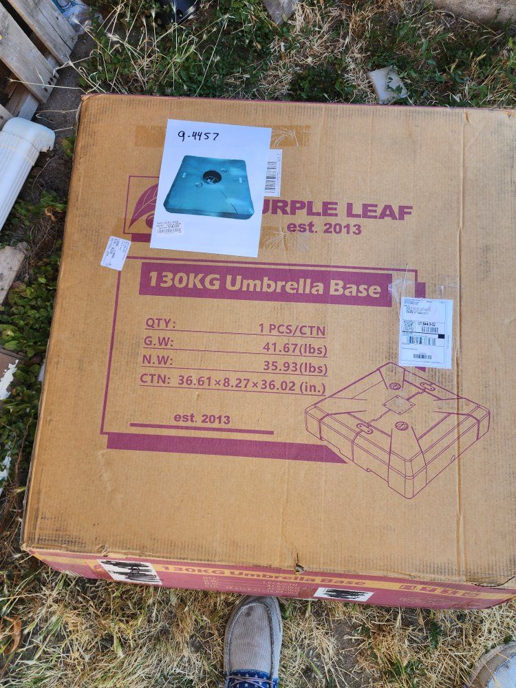 PURPLE LEAF 130KG Outdoor Umbrella Base, Square, 41.67lbs, New in Box