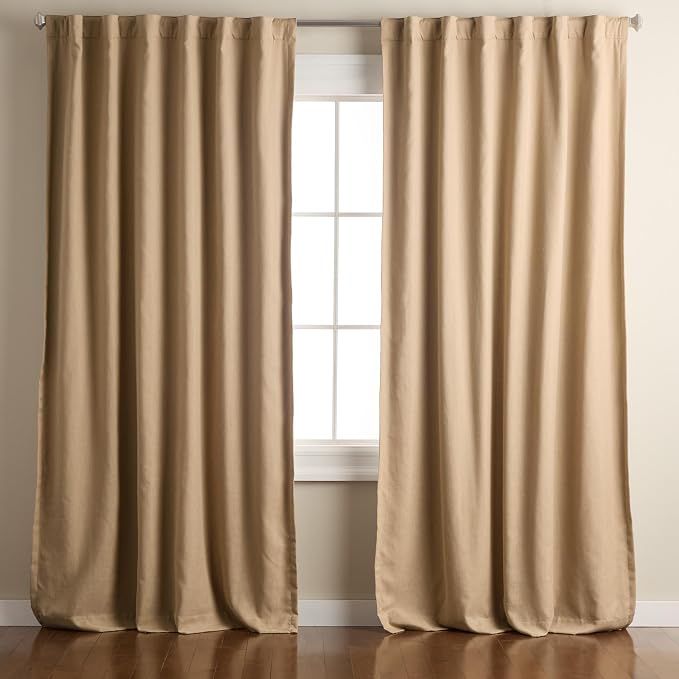 Town & Country Luxe Solid Linen Texture Indoor Curtains, Blackout Back Tab/Rod Pocket Top, 2-Pack Set, Natural Linen, 50"x84"