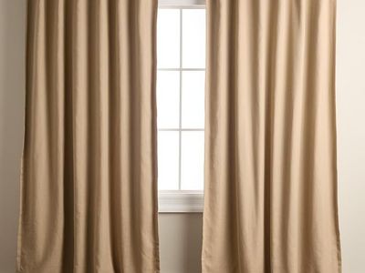 Town & Country Luxe Solid Linen Texture Indoor Curtains, Blackout Back Tab/Rod Pocket Top, 2-Pack Set, Natural Linen, 50"x84"