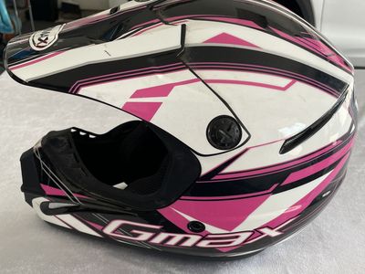 Gmax Off-Road Dirt Bike Helmet Pink Black White size XSmall
