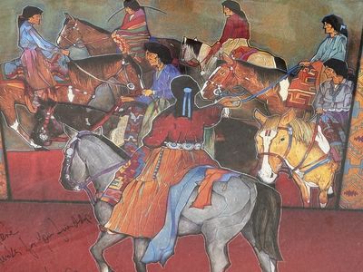 Beautifully framed (and signed) art print by artist Amado Peña, southwestern, vintage