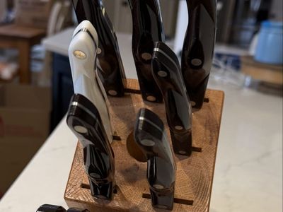 Cutco 12-Piece Knife Set with Wood Block - Black & White Handles