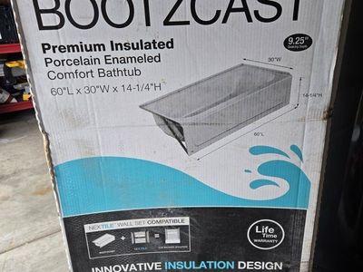 Bootzcast 60x30 Premium Insulated Porcelain Enameled Comfort Bathtub - Made in USA