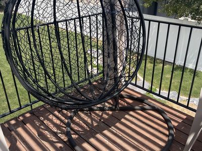 Stylish Black Rattan Egg Chair Swing - Perfect for Patio or Garden Relaxation