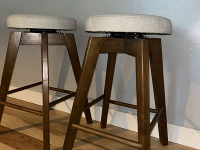 Nathan James Amalia Solid Wood Swivel Counter Stools (Set of 2) - Light Beige