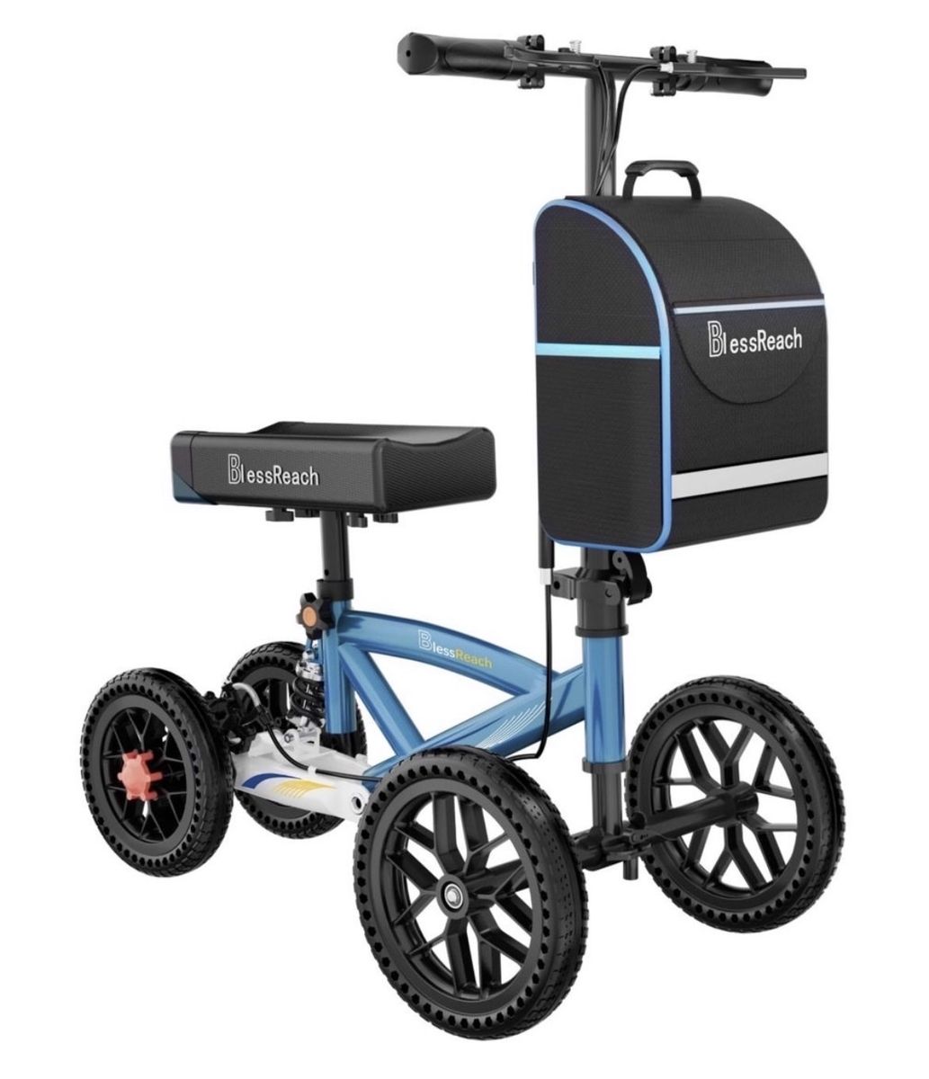 New Never Used Bless Reach Medical Post Surgery Knee Scooter with Shock Absorber and Disc Brake All Terrain Fully Assembled New
