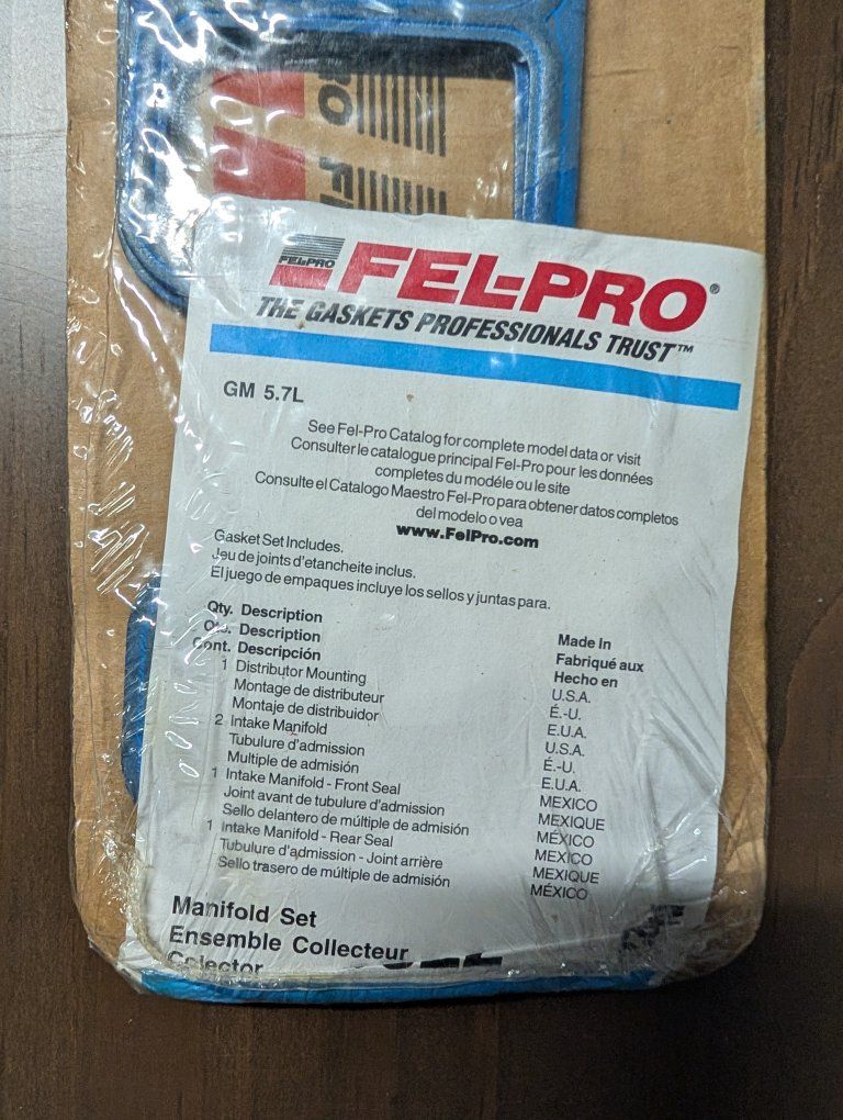 New Felpro MS90322 Intake Manifold Gaskets for Chevy Small Block