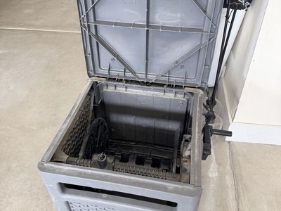 Suncast Resin Wicker Outdoor Garden Hose Reel Box Hideaway - Gray