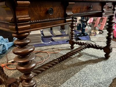 Beautiful Wooden Spindle Executive Desk