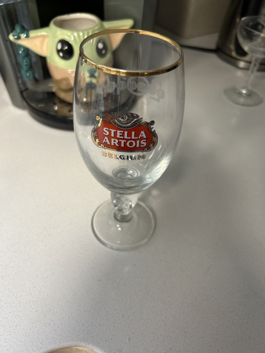 Stella Artois Chalet Beer Glass with Gold Rim