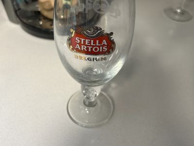 Stella Artois Chalet Beer Glass with Gold Rim