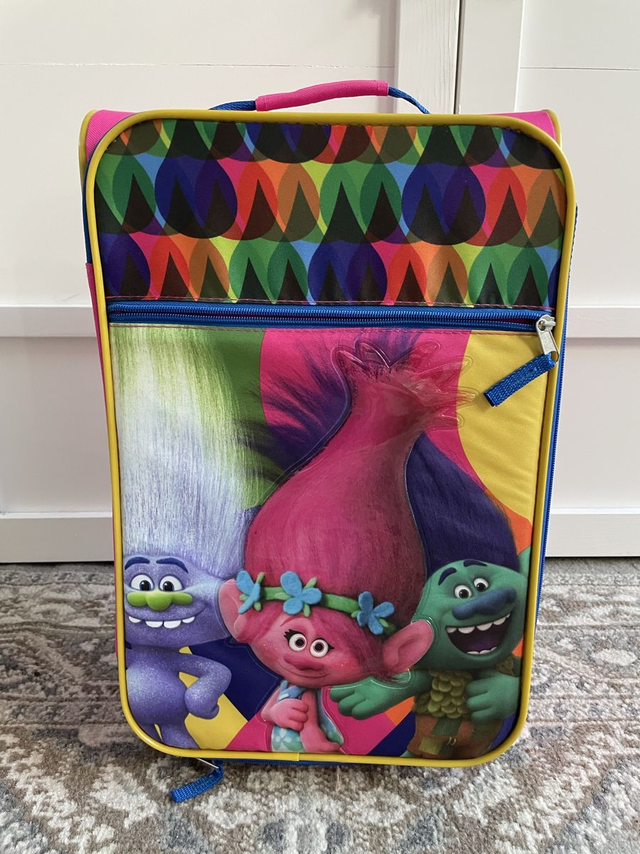 Dreamworks trolls kids children’s rolling suitcase with handle