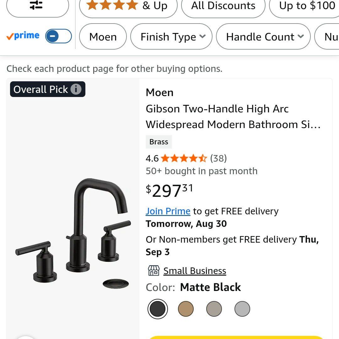 MOEN GIBSON T6142BL 2 HANDLE LAVATORY FAUCET TRIM (2 in stock)