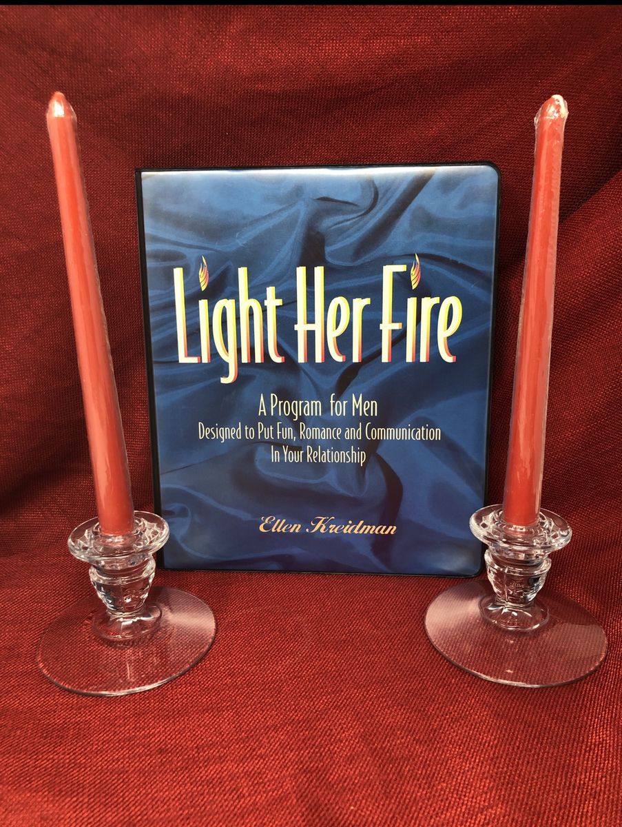 FOR MEN Light Her Fire Cassettes w/Crystal Candlestick Holders/NEW Candles