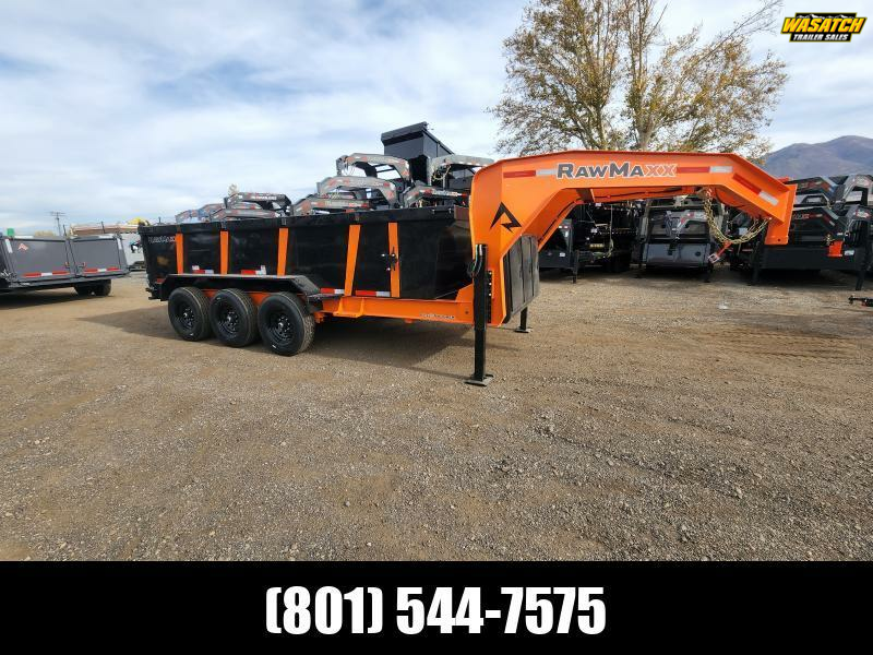 2026 RawMaxx 7X16 Gooseneck LPX Triple 21K Dump Trailer