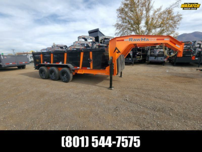 2026 RawMaxx 7X16 Gooseneck LPX Triple 21K Dump Trailer