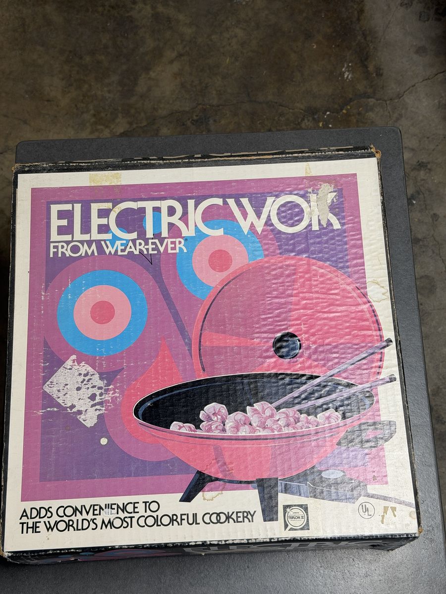 Vintage WearEver Electric Wok with Lid & Original Box - Retro Kitchen Appliance