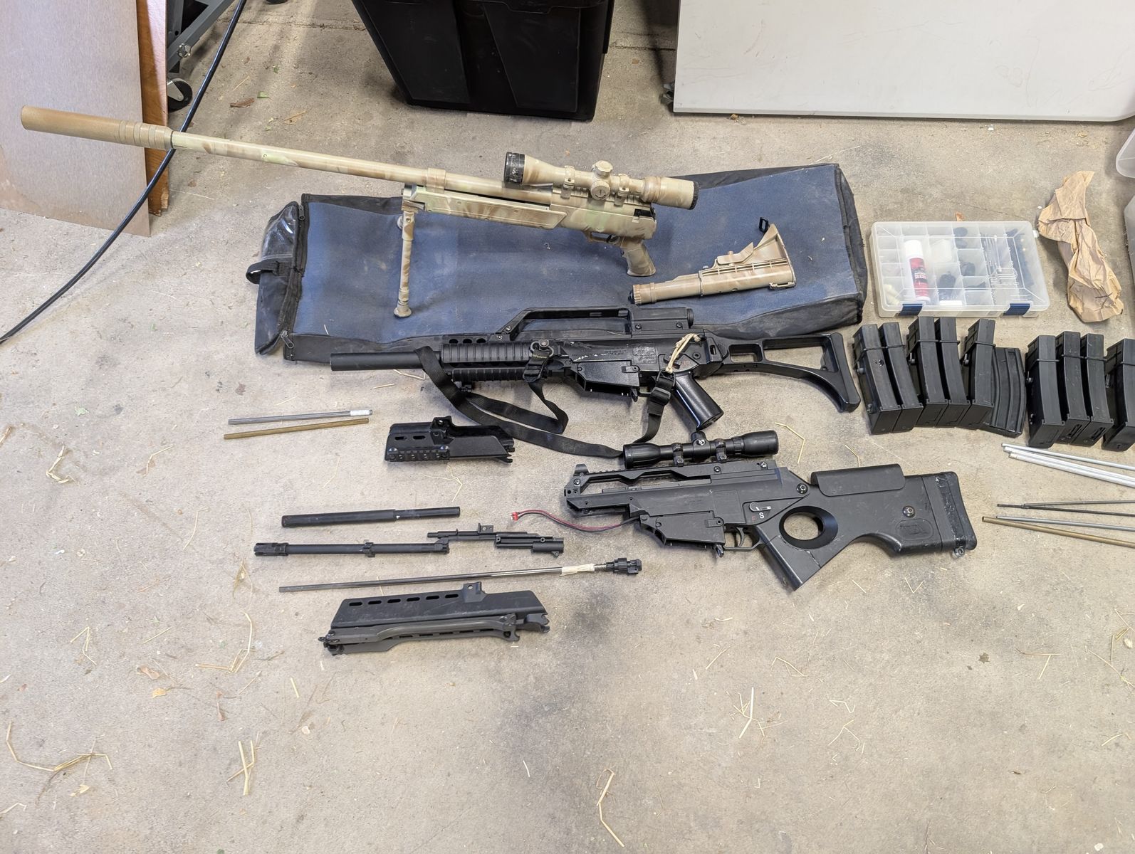 AIRSOFT Kit V3 AEGs, G36, SL9, Springer Rifle, Misc extras