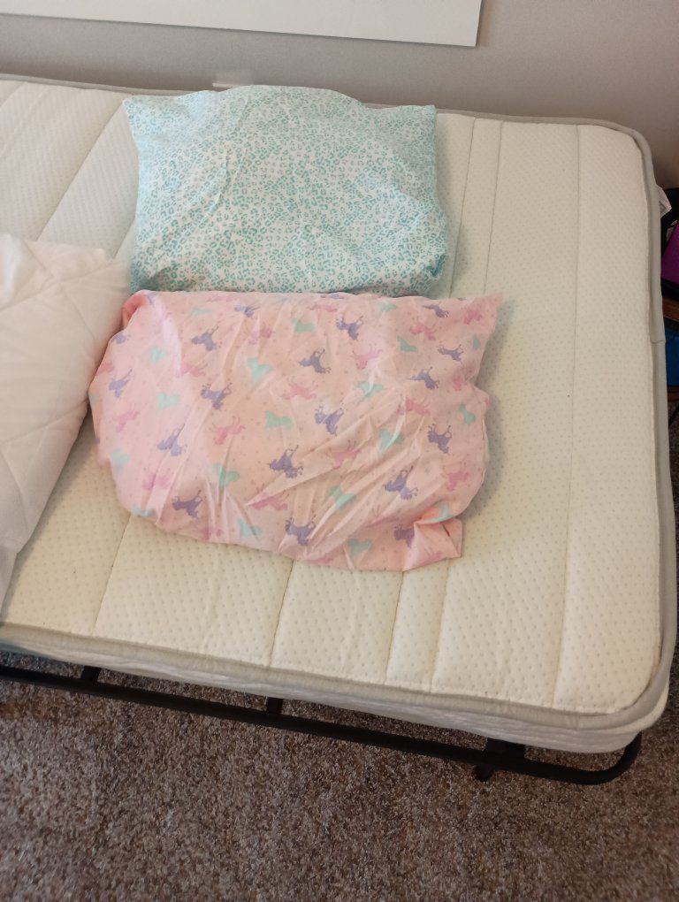 Twin Mattress with Metal Bed Frame, Protector, and Sheet Sets