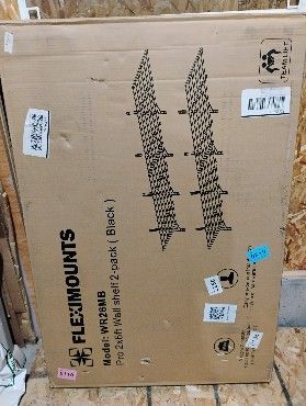 Fleximounts WR26MB Pro 2x6ft Wall Shelf 2-Pack - Black Garage/Basement Storage