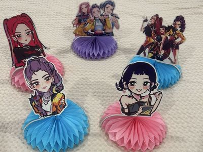 K-Pop Demon Hunters Birthday Party Decorations Set - Table Centerpieces, Banner & Poster